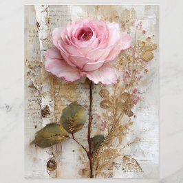 Lámina Papel de Scrapbook Diario Basura Vintage Rosa Rosa