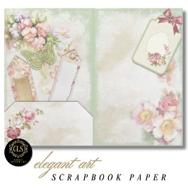 Lámina Papel de Scrapbook Efímero Floral Vintage #7
