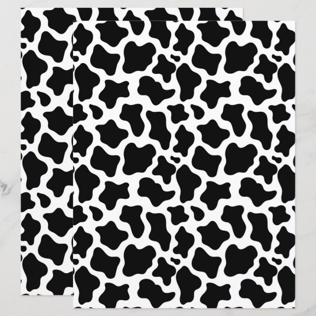 Lámina Papel de Scrapbook Estampado de Vaca Negra (Anverso / Reverso)