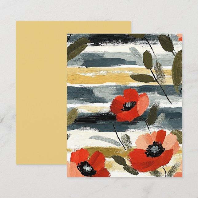 Lámina Papel de Scrapbook Floral Amapola Abstracta Roja (Anverso / Reverso)