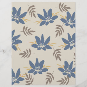 Lámina Papel de Scrapbook floral azul: