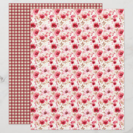 Lámina Papel de Scrapbook Floral de Granja de Fresa Vinta