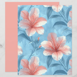 Lámina Papel de Scrapbook Floral de Hibisco de Melocotón