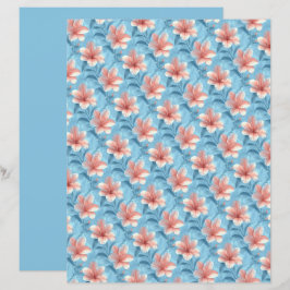 Lámina Papel de Scrapbook Floral de Hibisco Melocotón
