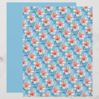 Lámina Papel de Scrapbook Floral de Hibisco Melocotón