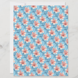 Lámina Papel de Scrapbook Floral de Hibisco Melocotón