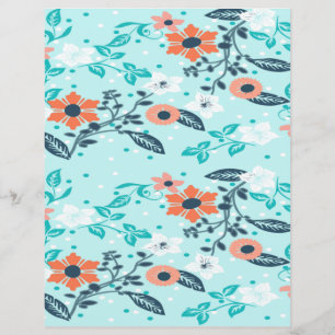 Lámina Papel de scrapbook floral naranja y azul