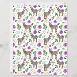 Lámina Papel de Scrapbook Floral Púrpura Burro Rústico