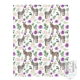 Lámina Papel de Scrapbook Floral Púrpura Burro Rústico