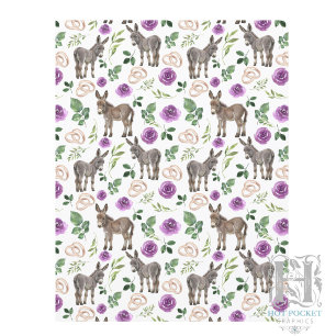 Lámina Papel de Scrapbook Floral Púrpura Burro Rústico