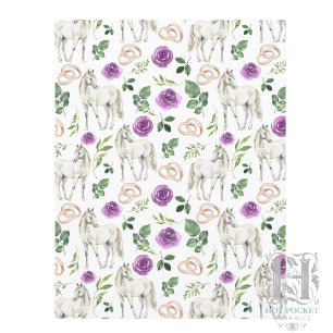 Lámina Papel de Scrapbook Floral Púrpura Rústico Ecuestre