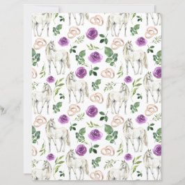 Lámina Papel de Scrapbook Floral Púrpura Rústico Ecuestre