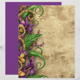 Lámina Papel de Scrapbook Floral Púrpura Vintage Elegante