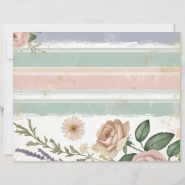 Lámina Papel de Scrapbook Floral Rayado Pastel Rosa Artes
