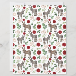 Lámina Papel de Scrapbook Floral Rojo Burro Rústico