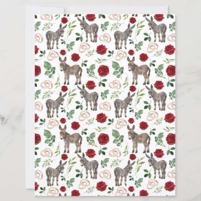 Lámina Papel de Scrapbook Floral Rojo Burro Rústico (Anverso)