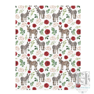 Lámina Papel de Scrapbook Floral Rojo Burro Rústico