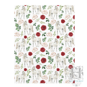 Lámina Papel de Scrapbook Floral Rojo Rústico Ecuestre