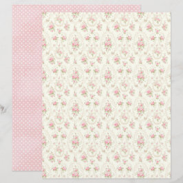 Lámina Papel de Scrapbook Floral Rosa Coquette Antiguo