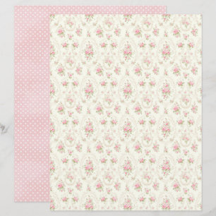 Lámina Papel de Scrapbook Floral Rosa Coquette Antiguo