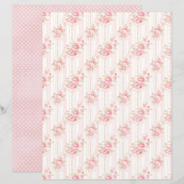 Lámina Papel de Scrapbook Floral Rosa Coquette Vintage