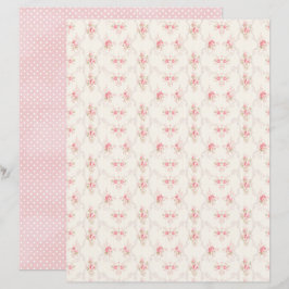 Lámina Papel de Scrapbook Floral Rosa Coquette Vintage