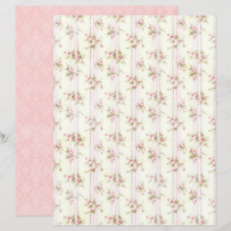 Lámina Papel de Scrapbook Floral Rosa Coquette Vintage