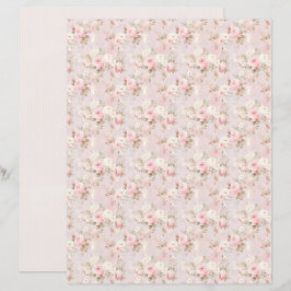 Lámina Papel de Scrapbook Floral Rosa Coquette Vintage