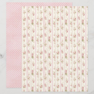 Lámina Papel de Scrapbook Floral Rosa Coquette Vintage