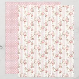 Lámina Papel de Scrapbook Floral Rosa Coquette Vintage