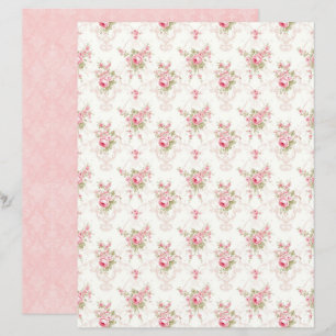Lámina Papel de Scrapbook Floral Rosa Coquette Vintage