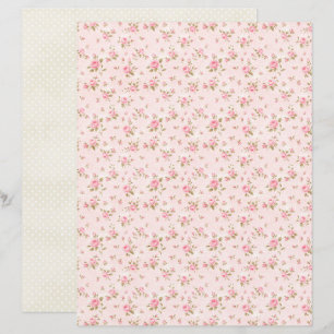 Lámina Papel de Scrapbook Floral Rosa Coquette Vintage