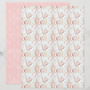 Lámina Papel de Scrapbook Floral Rosa Coquette Vintage