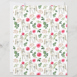 Lámina Papel de Scrapbook Floral Rosa Ecuestre Rústico