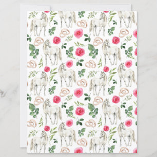 Lámina Papel de Scrapbook Floral Rosa Ecuestre Rústico