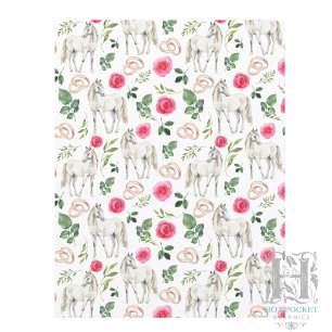 Lámina Papel de Scrapbook Floral Rosa Ecuestre Rústico