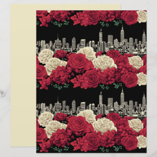 Lámina Papel de Scrapbook Floral Rosa Roja
