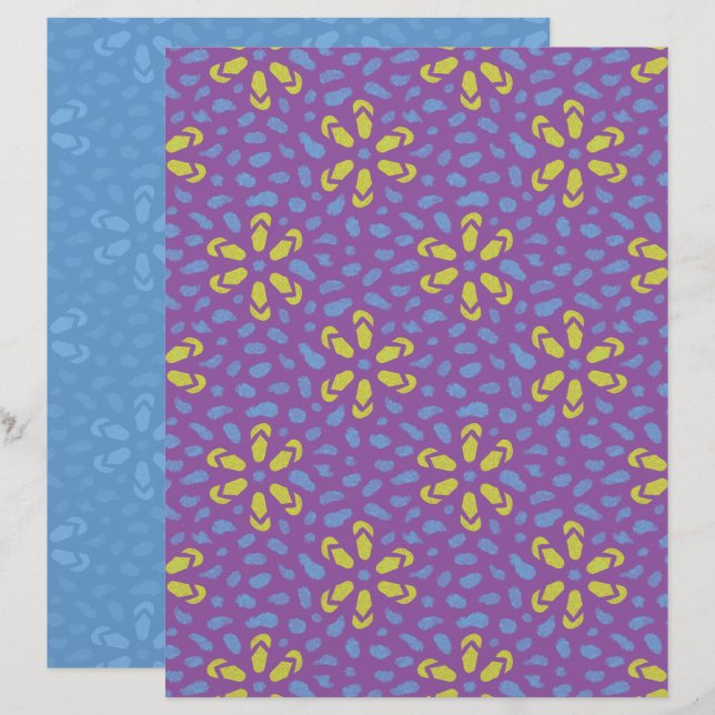 Lámina Papel de Scrapbook Flores de Chanclas (Anverso / Reverso)