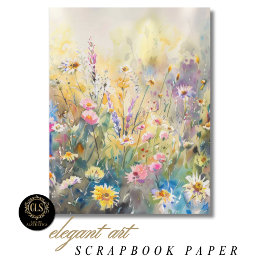 Lámina Papel de Scrapbook Flores Silvestres Acuarela