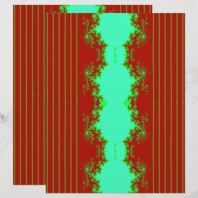 Lámina Papel de Scrapbook Fractal Rojo y Verde de Navidad (Anverso / Reverso)