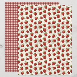 Lámina Papel de Scrapbook Granja de Fresas Vintage