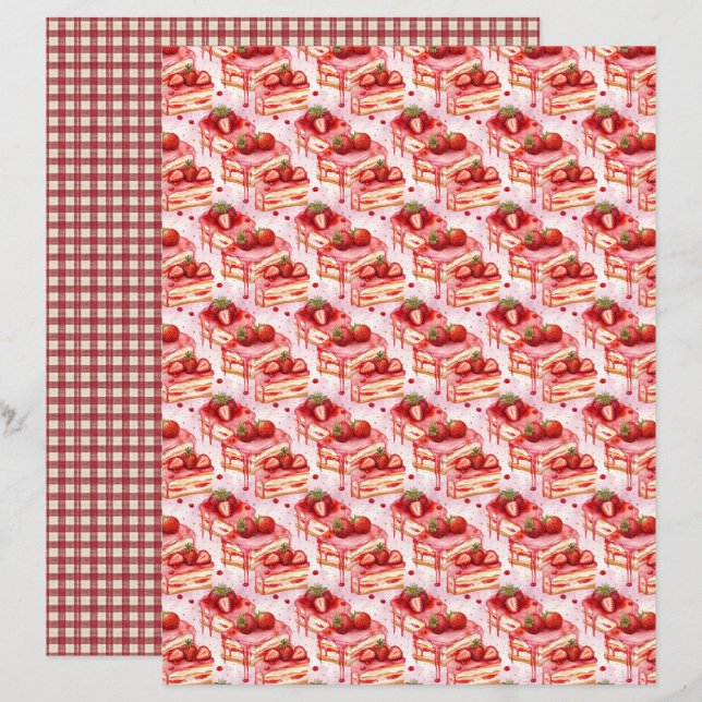 Lámina Papel de Scrapbook Granja de Fresas Vintage (Anverso / Reverso)