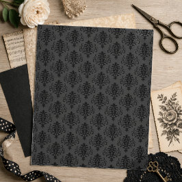 Lámina Papel de Scrapbook Gris Negro Damasco Gótico Moder