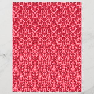 Lámina Papel de Scrapbook Japonés Ola Rojo Moderno