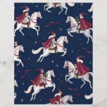 Papel de Scrapbook Jinetes de Caballo de Navidad B