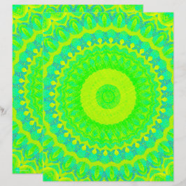 Lámina Papel de Scrapbook Kaleidoscopio Verde de 2 Caras