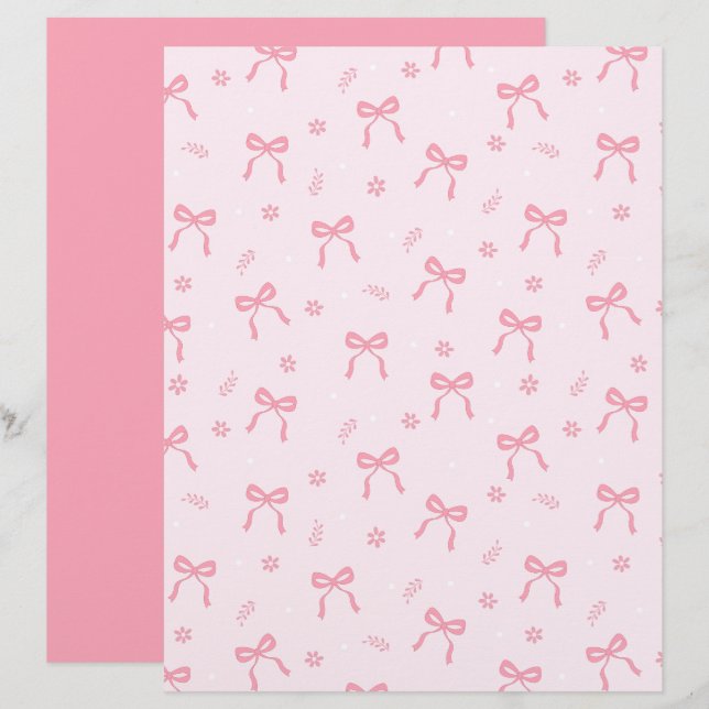 Lámina Papel de Scrapbook Lazos y Flores Coquette Adorabl (Anverso / Reverso)