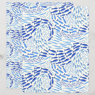 Lámina Papel de Scrapbook Ligero de Peces del Océano de N