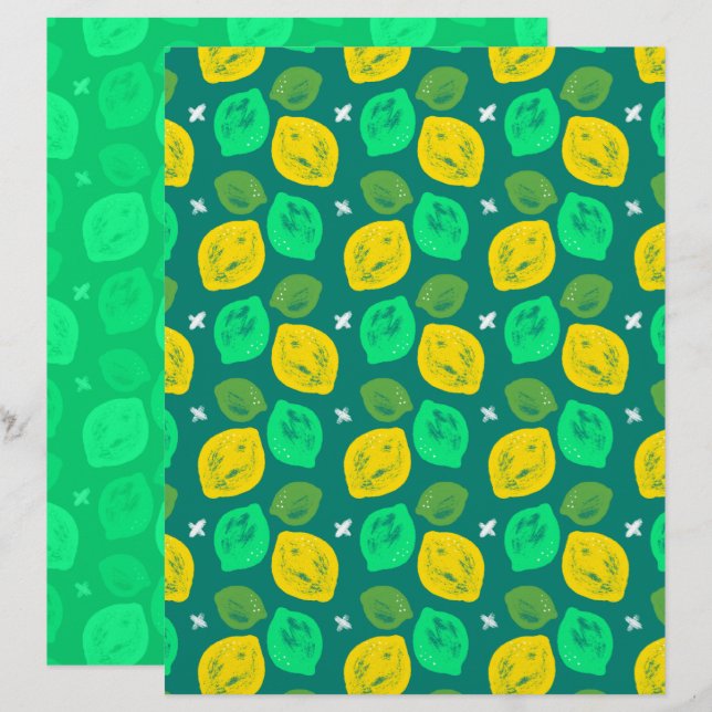 Lámina Papel de Scrapbook Lima Limón (Anverso / Reverso)