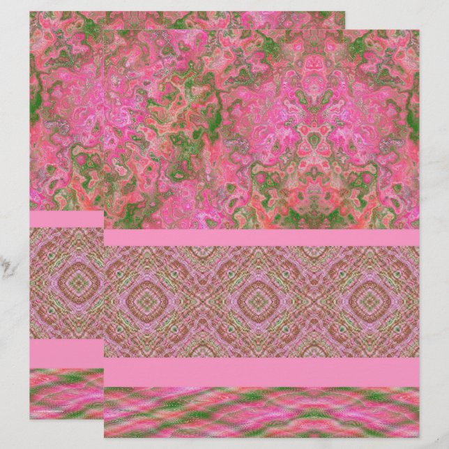 Lámina Papel de Scrapbook Muestra Rosa de 2 Caras (Anverso / Reverso)